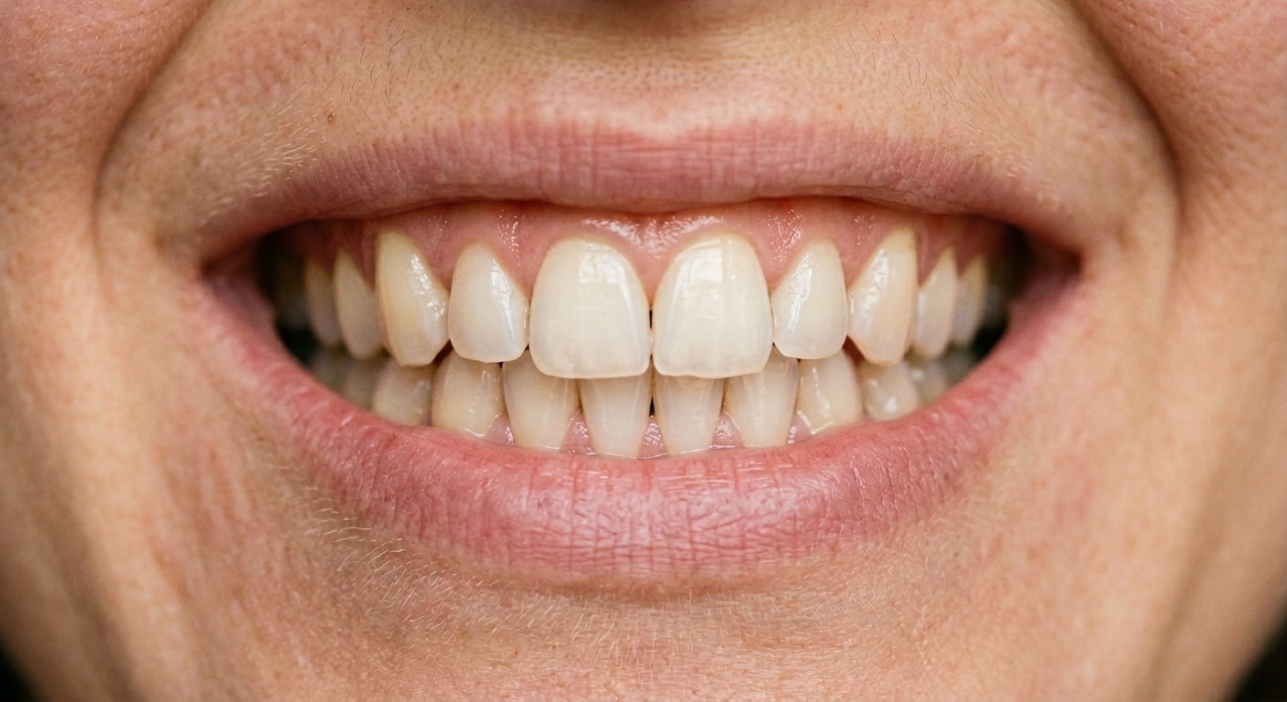 A few shades brighter, still a believable, natural white.